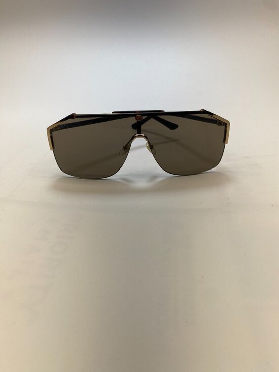 Gucci Womens Brown Sqyare Oversized Gold Frameless 62MM Shield Sunglasses